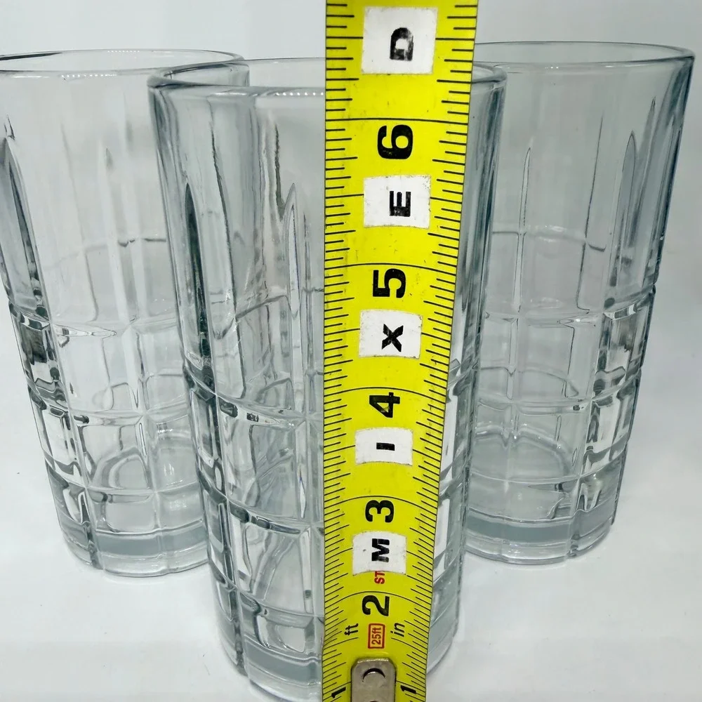 Anchor Hocking Waffle Grid Highball Glasses Set of 3 Clear 6‎ Inch Tumblers